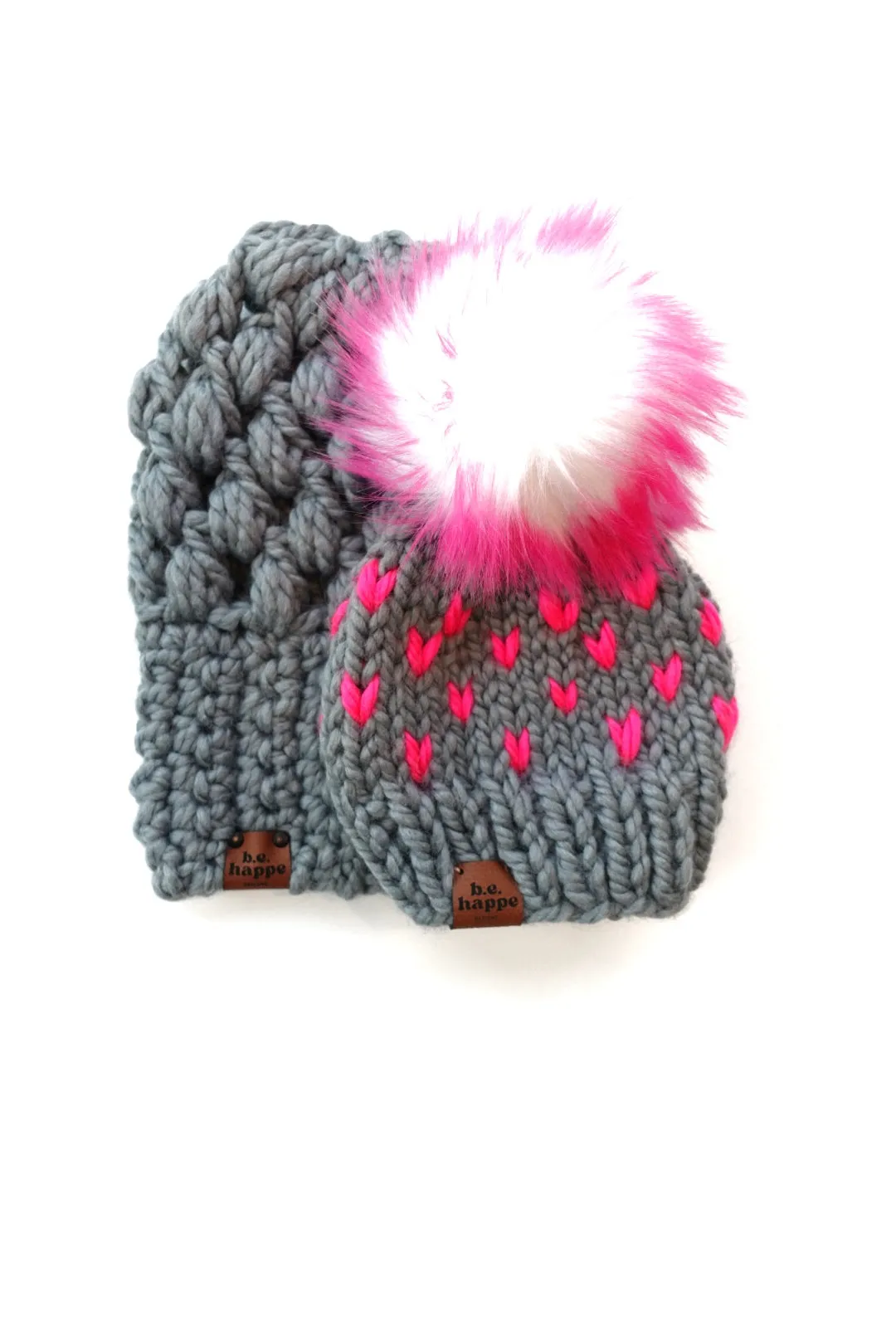 0-3 month Baby Happe Hearts | Slate   Hot Pink