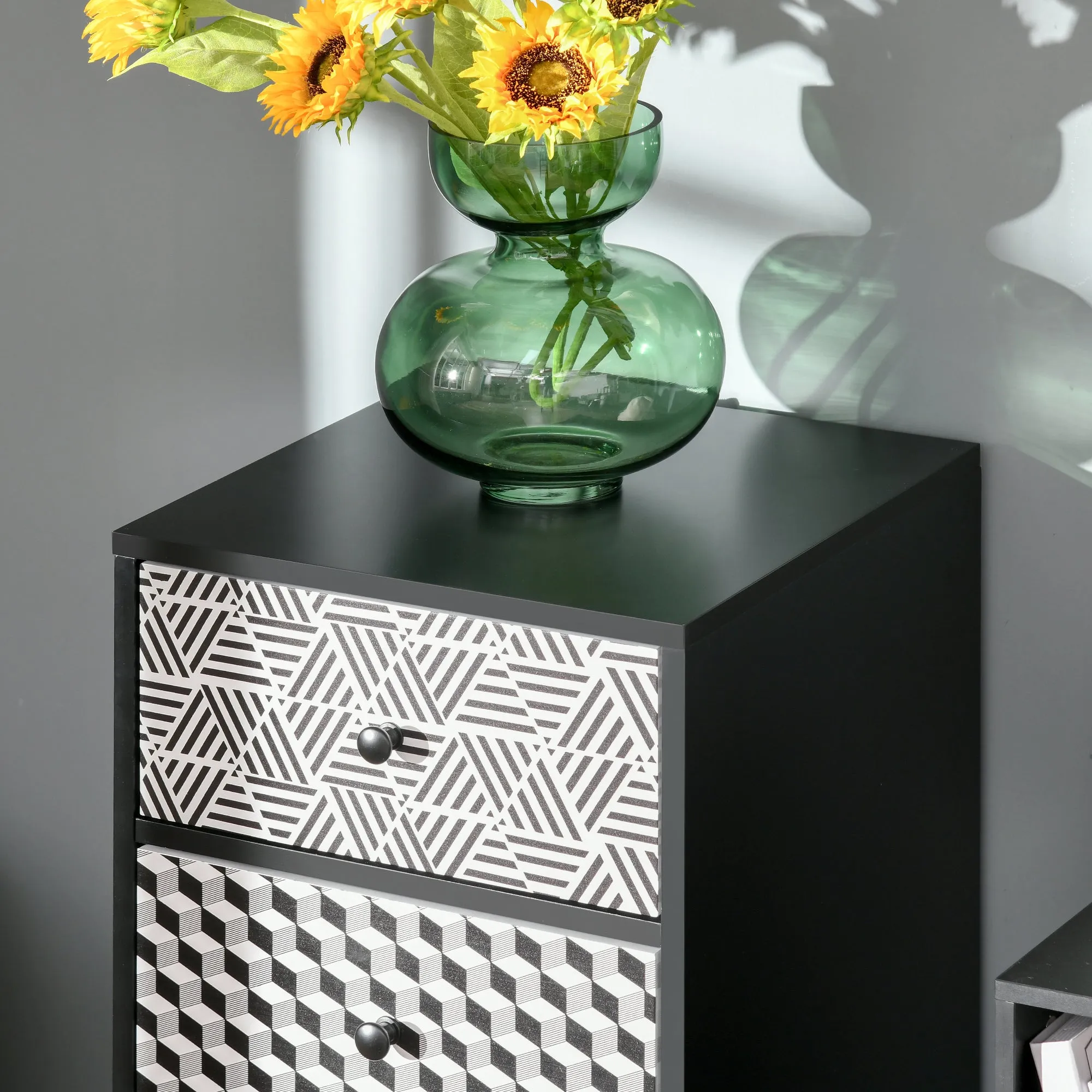 5 Drawer Dresser Organiser Unit - Black/White