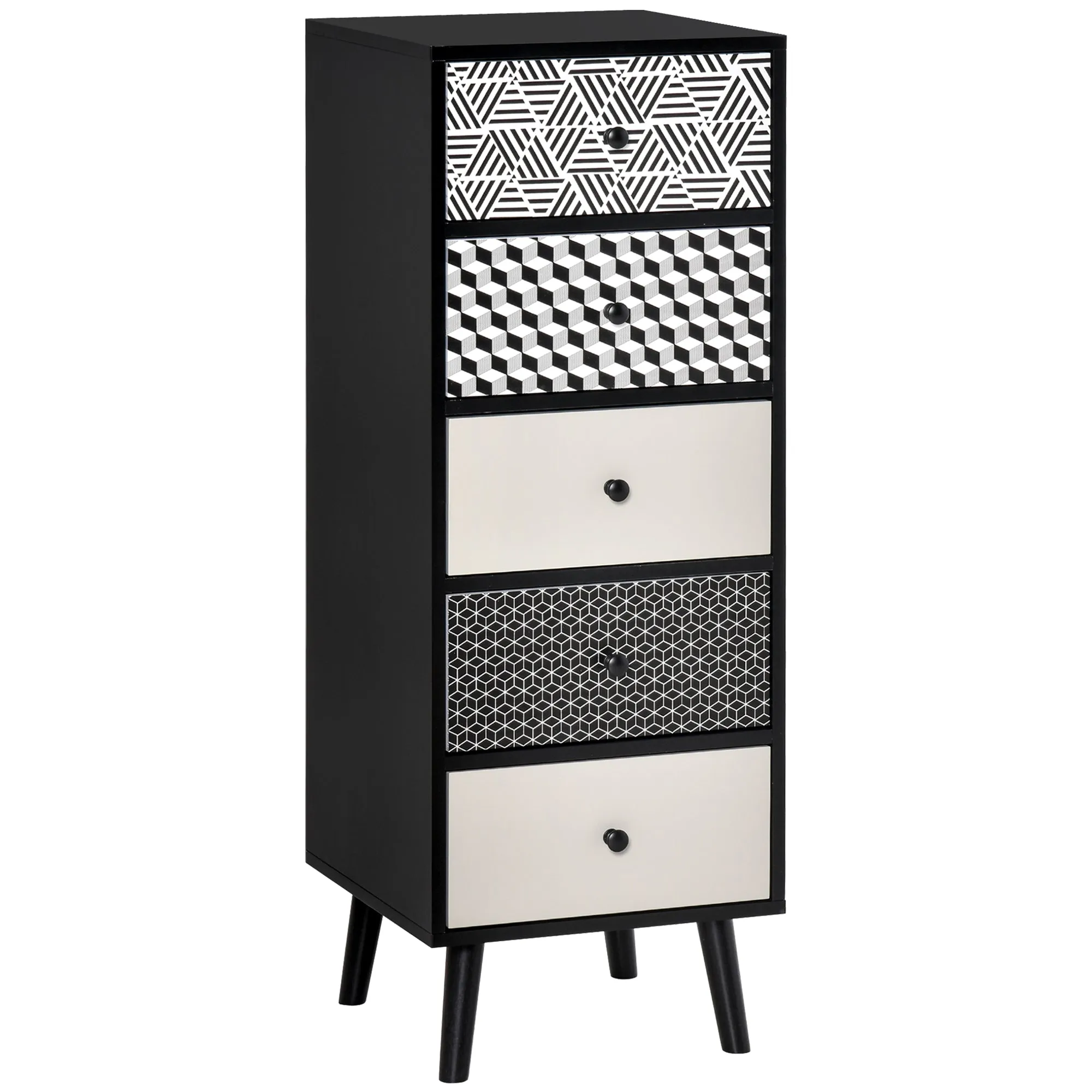 5 Drawer Dresser Organiser Unit - Black/White
