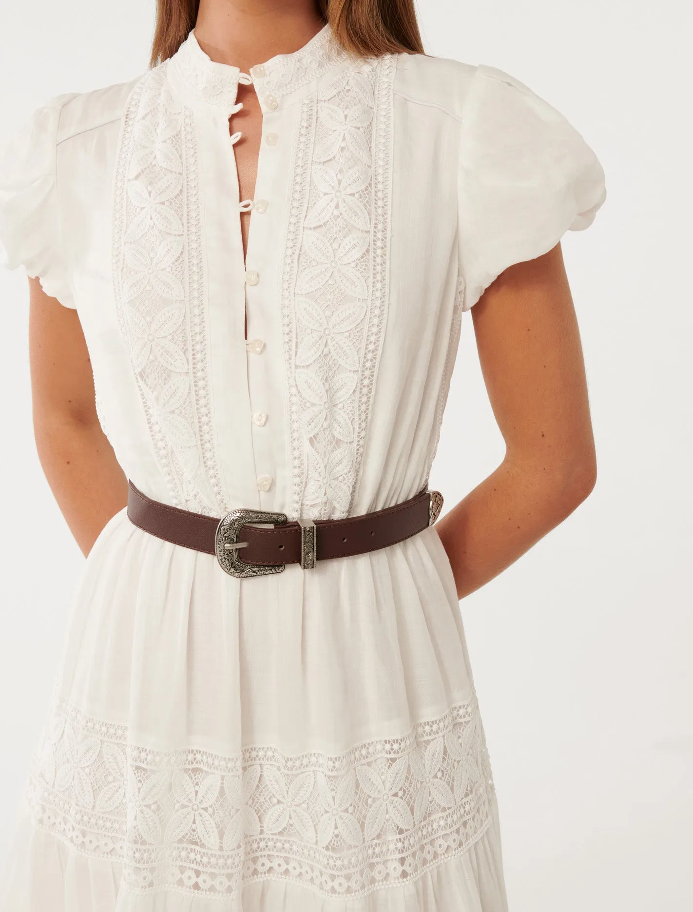 Amy Belted Trim Midi Dress