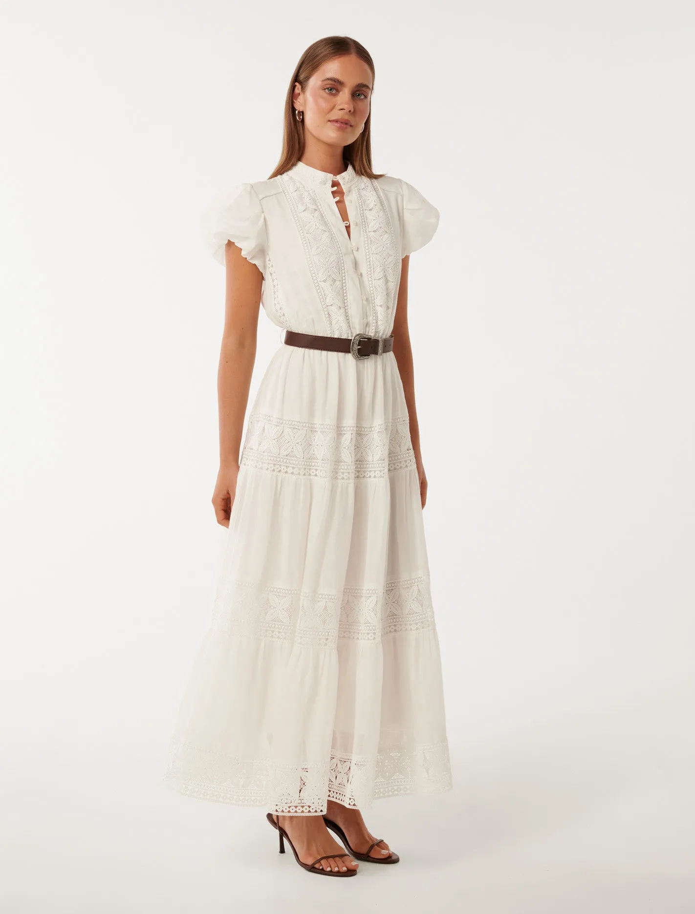 Amy Belted Trim Midi Dress