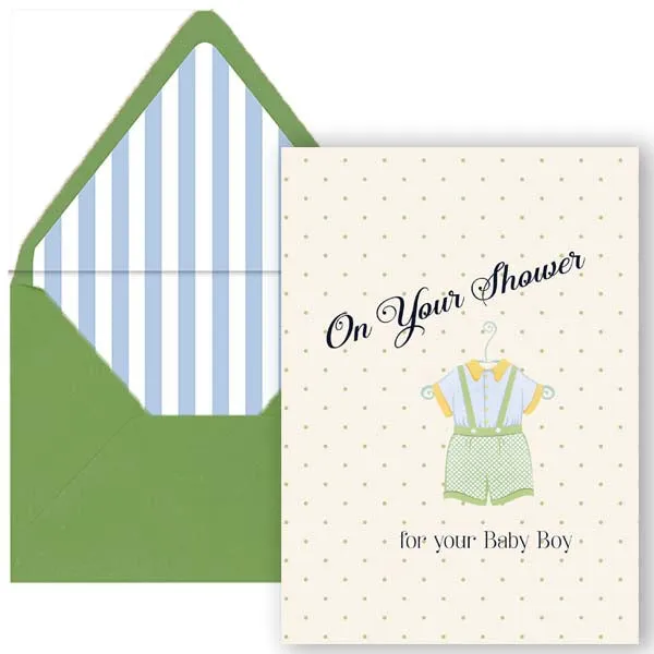 Baby Boy Vintage Romper Shower Card