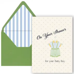 Baby Boy Vintage Romper Shower Card