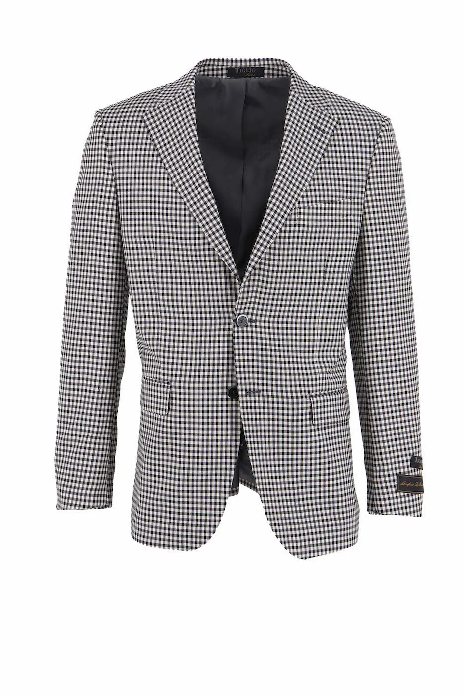 Black and White Mini-Check Dolcetto Modern Fit, Pure Wool Jacket by Tiglio Luxe