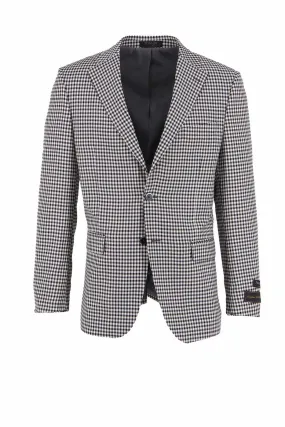 Black and White Mini-Check Dolcetto Modern Fit, Pure Wool Jacket by Tiglio Luxe