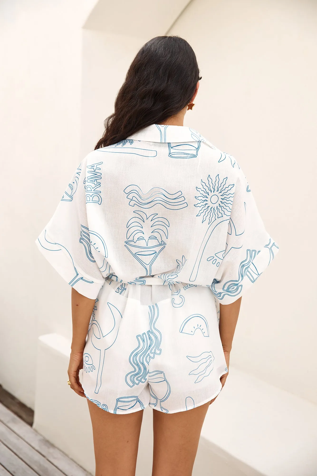 Catalonia Coast Romper Blue