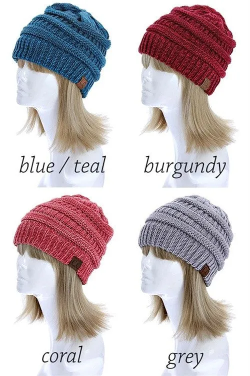 CC Beanie Two Tone Color Knit Hat