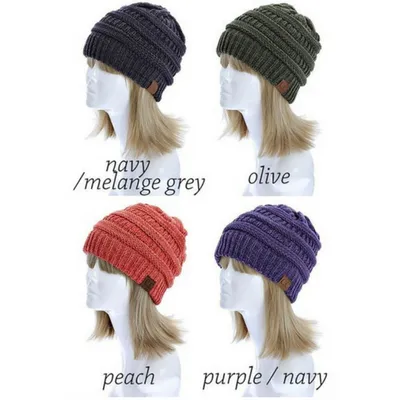 CC Beanie Two Tone Color Knit Hat
