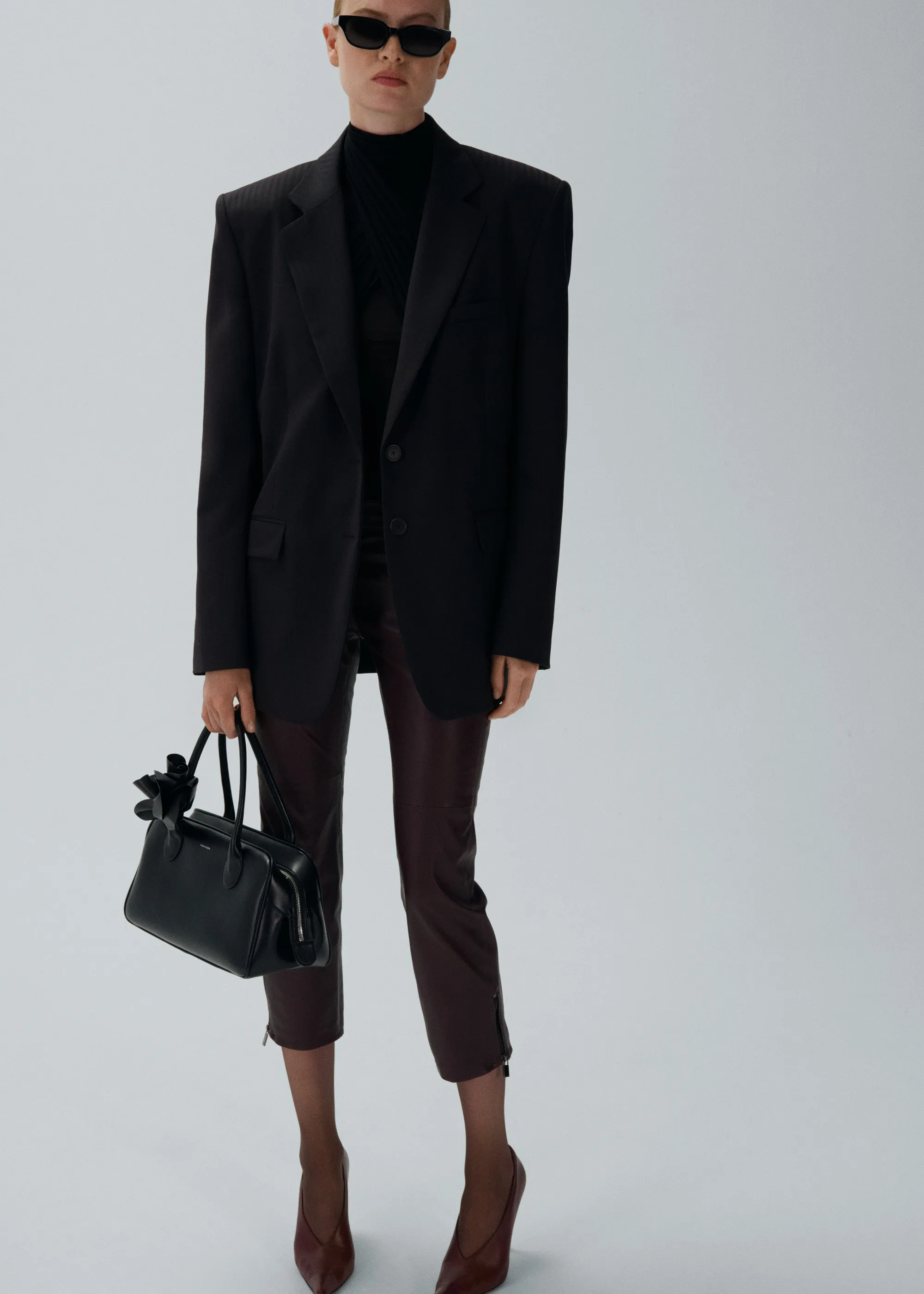 Classic oversized blazer in violet stripes