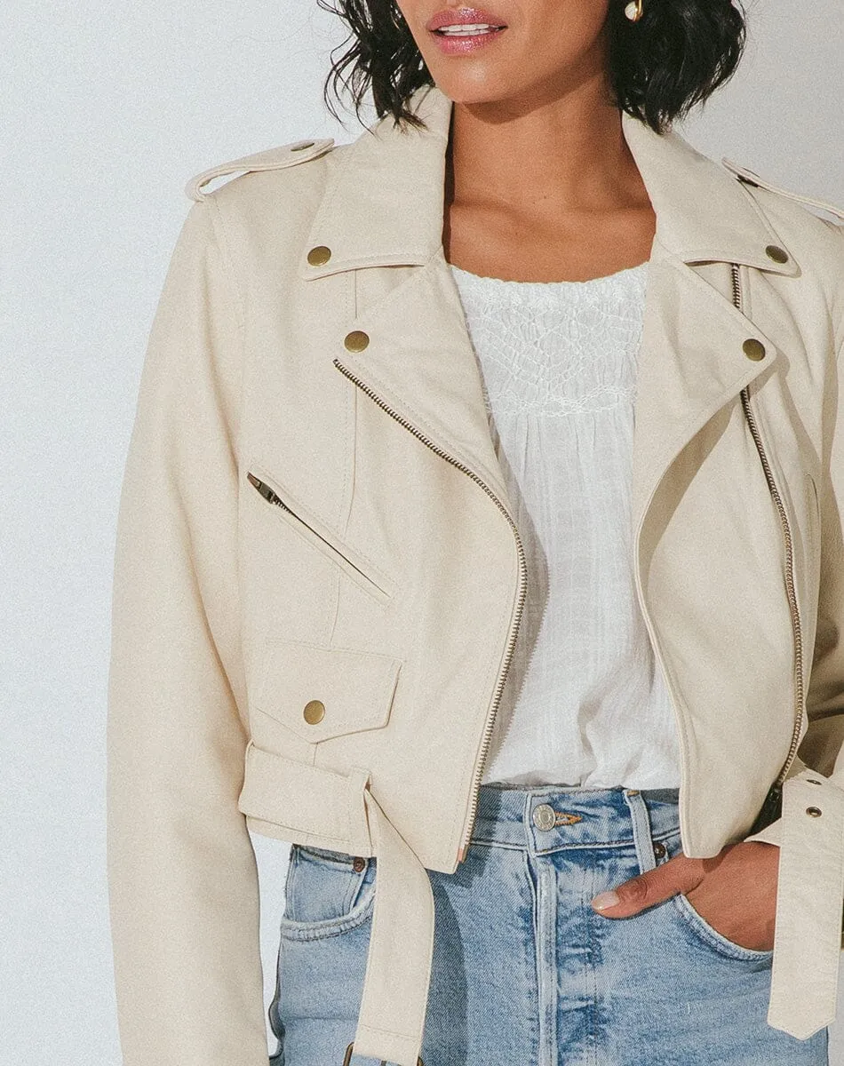 Cleobella Novara Leather Jacket - Cream