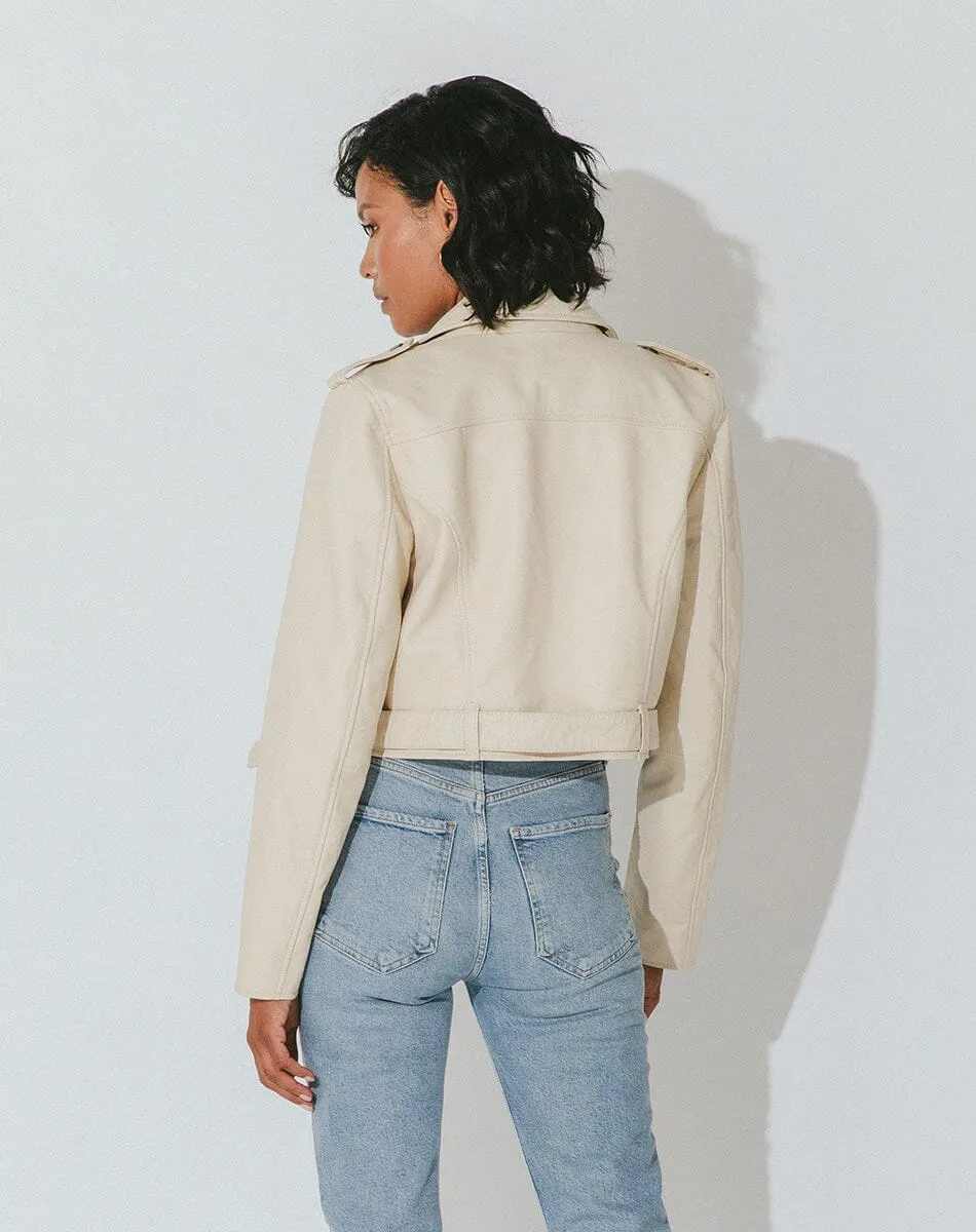 Cleobella Novara Leather Jacket - Cream