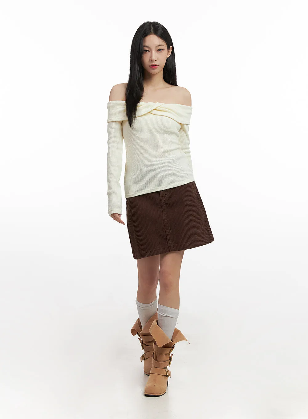 Corduroy Midi Skirt CN426