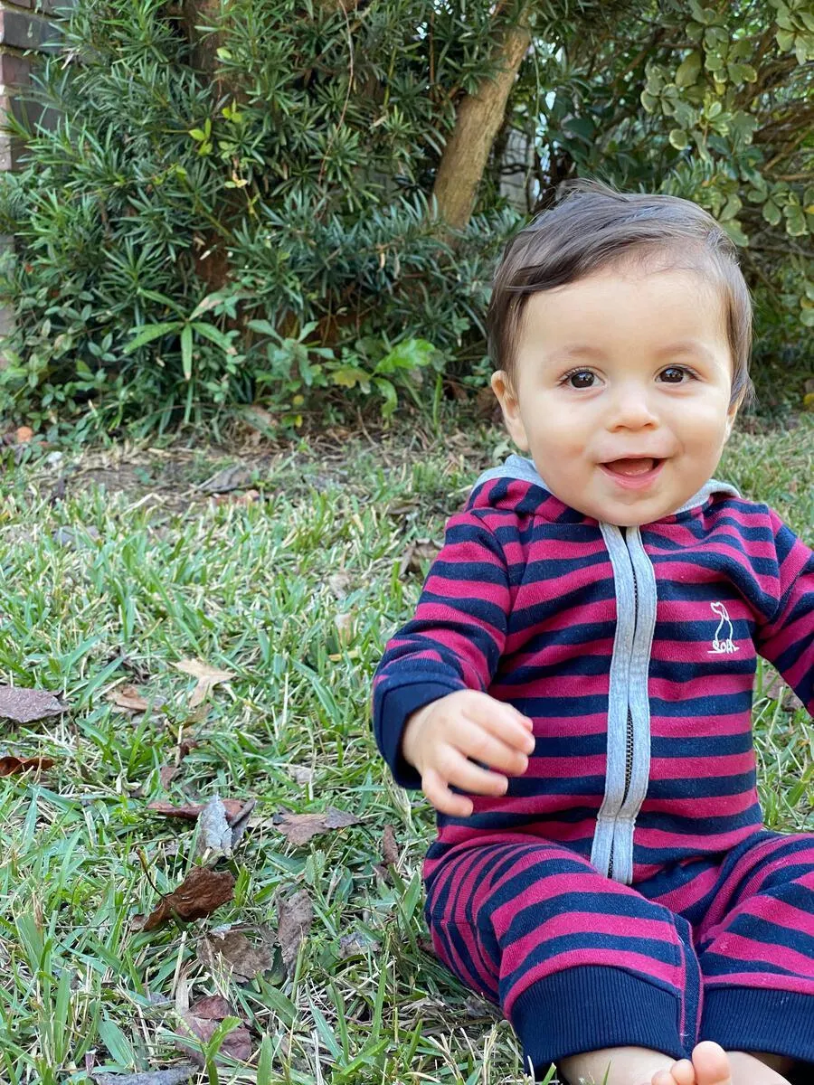 Cotton Hooded Romper | Blaine Burgundy Stripe | Me and Henry
