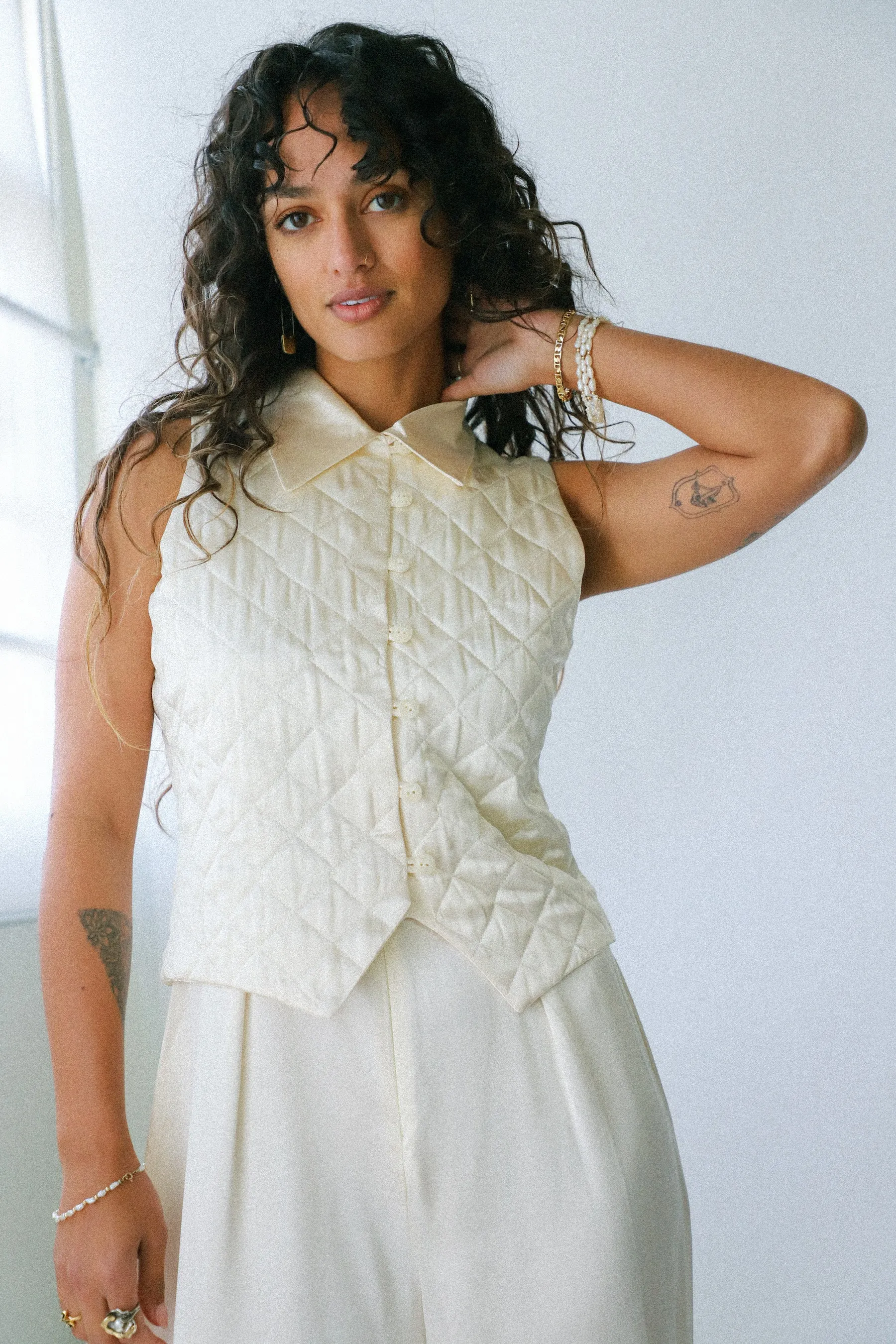 Creme Silky Romper
