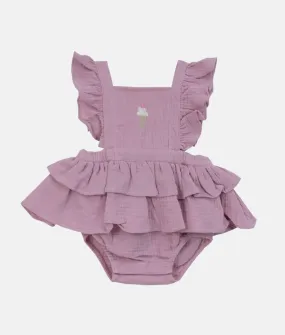 Dusty Pink Baby Prairie Ruffle Romper -  0-3 Months