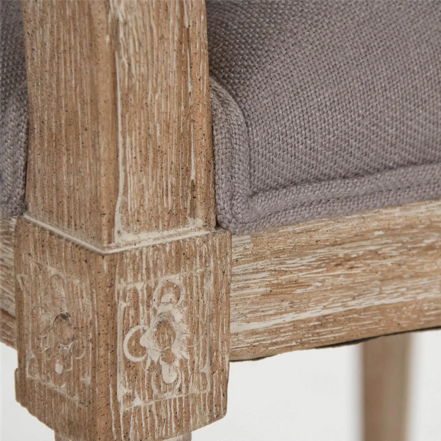 Gray Linen Medallion Arm Chairs