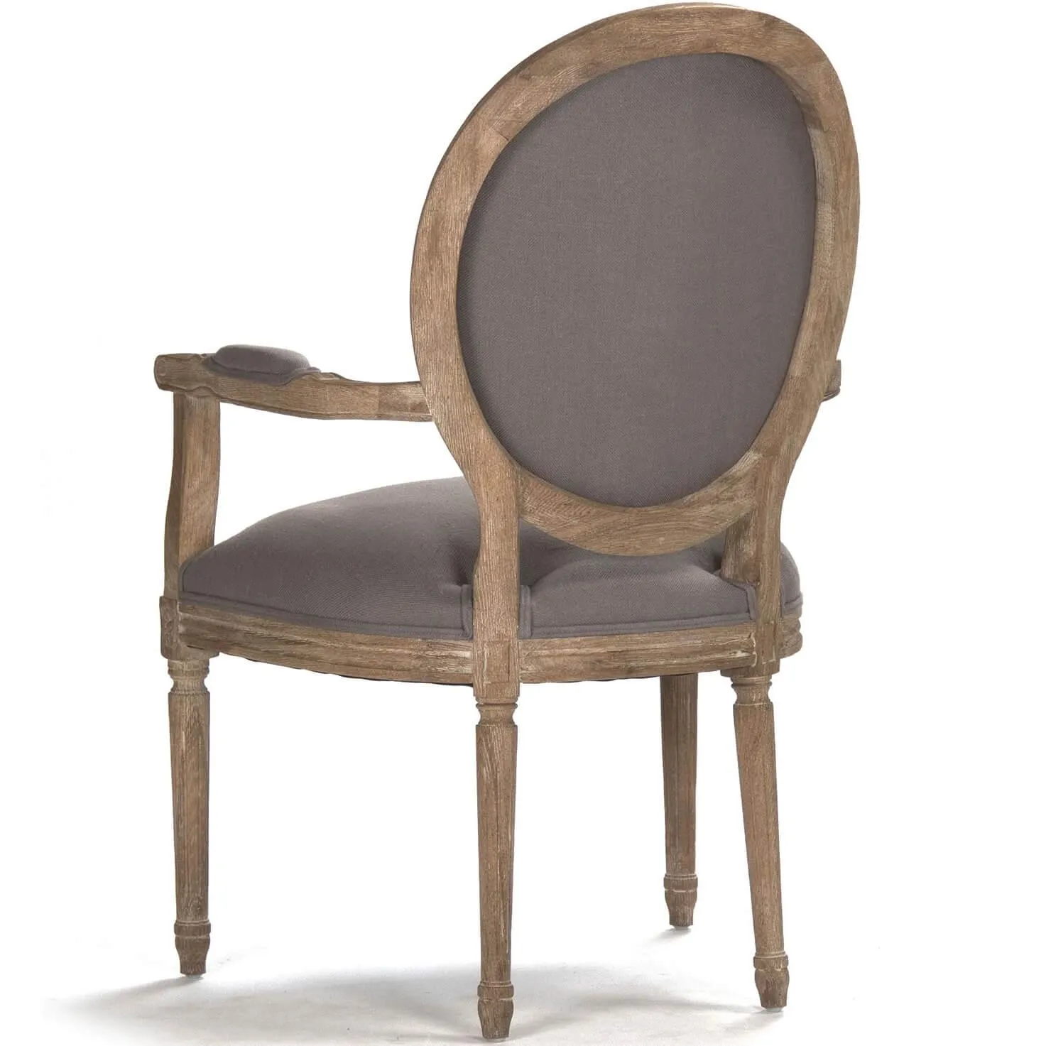 Gray Linen Medallion Arm Chairs