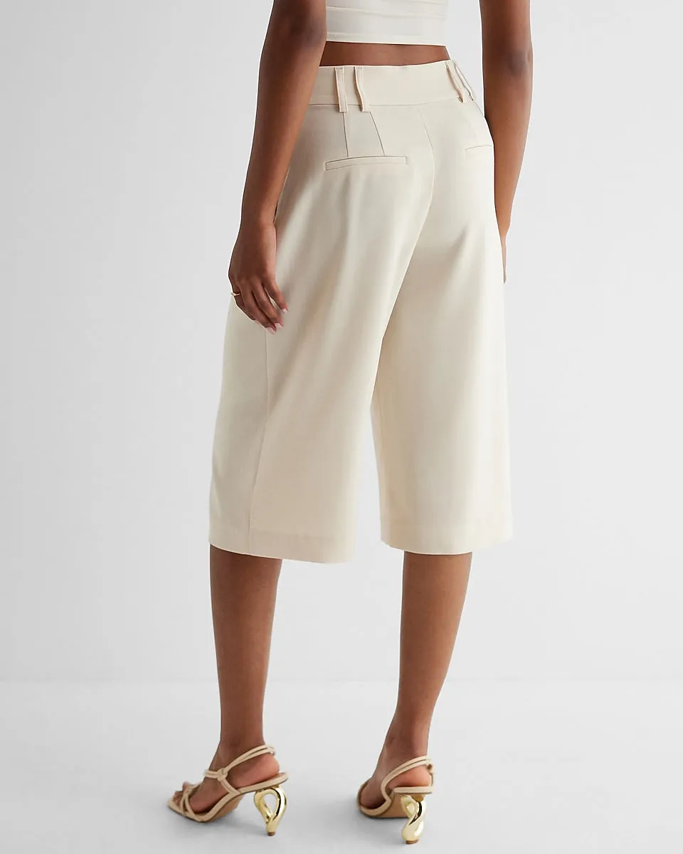 High Waisted Pleated Gaucho Pant in Sandshell