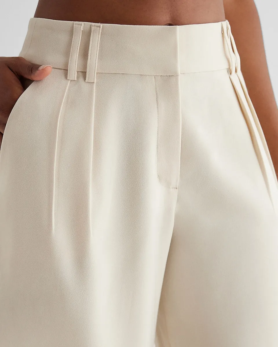 High Waisted Pleated Gaucho Pant in Sandshell
