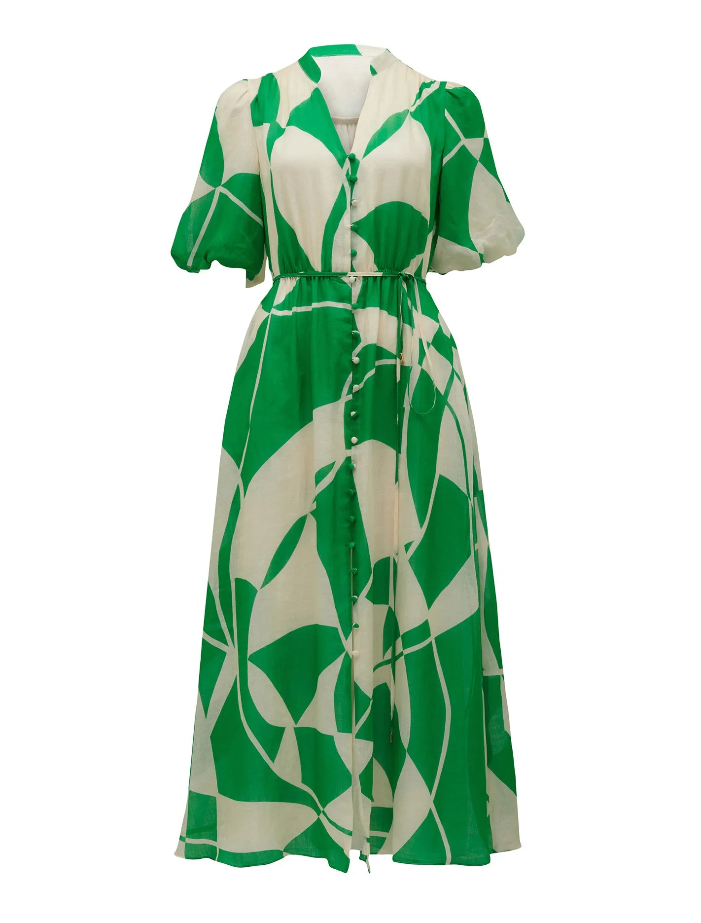 Loanne Puff Sleeve Midi Dress