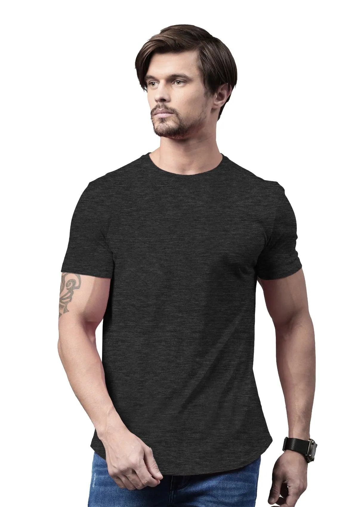 Men's Dark Gray Heather Short Sleeve Crew Neck T-Shirt
