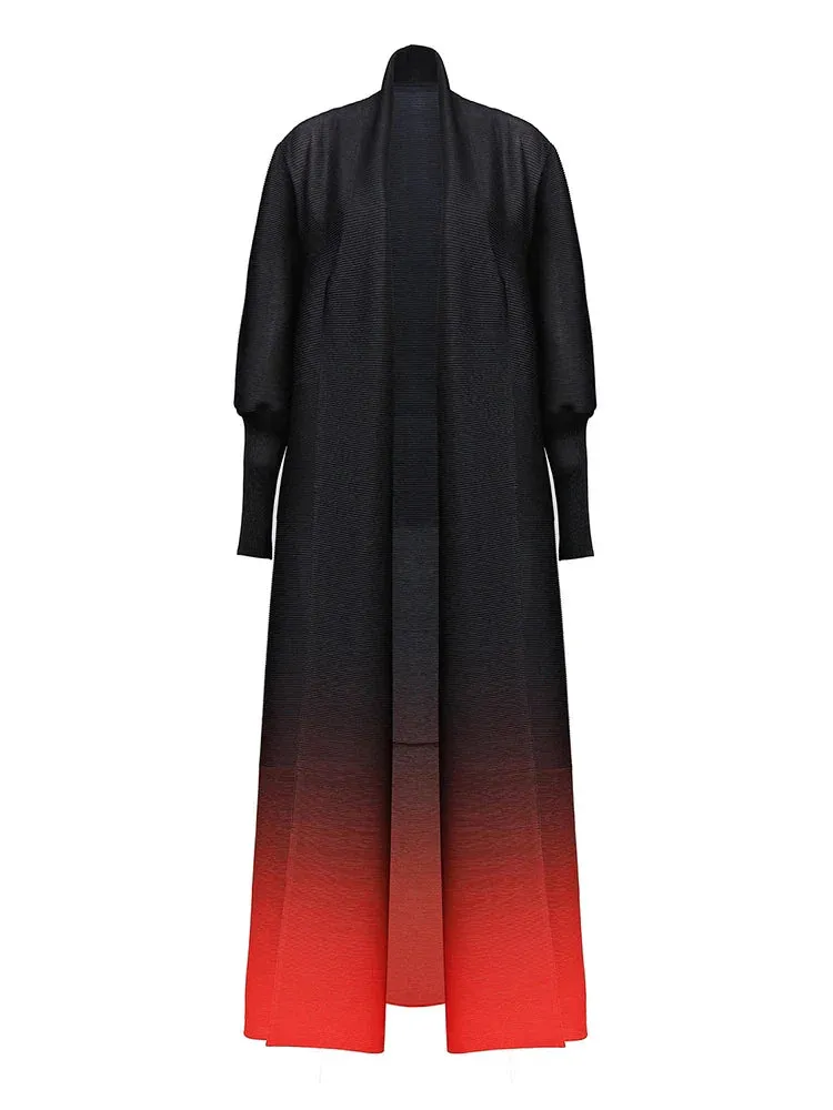 Metaversmall Colorblock Minimalist Elegant Long Coats For Women Lapel Long Sleeve Loose Temperament Jacket Female Fashion New