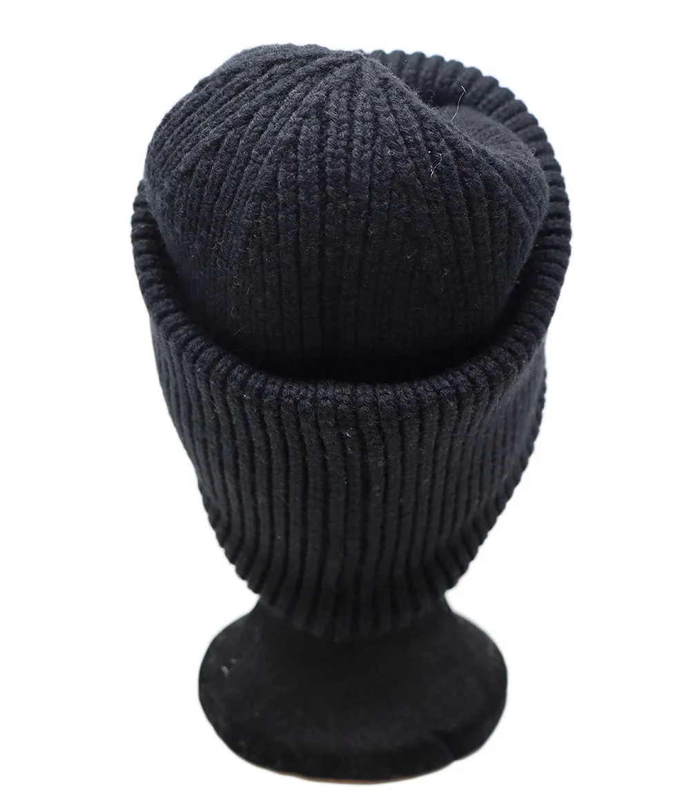 Moncler Black Wool Rhinestone Hat