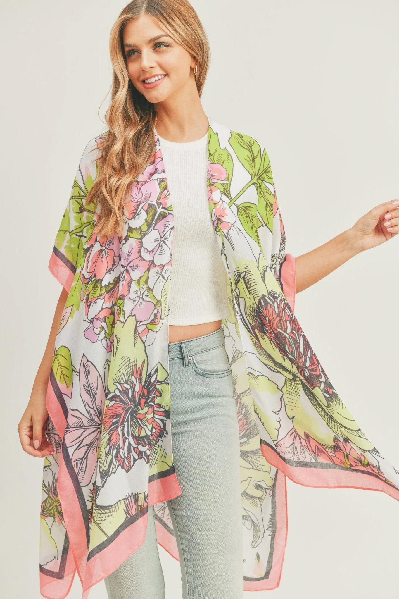 MS0276 Chriselle Floral Print Kimono