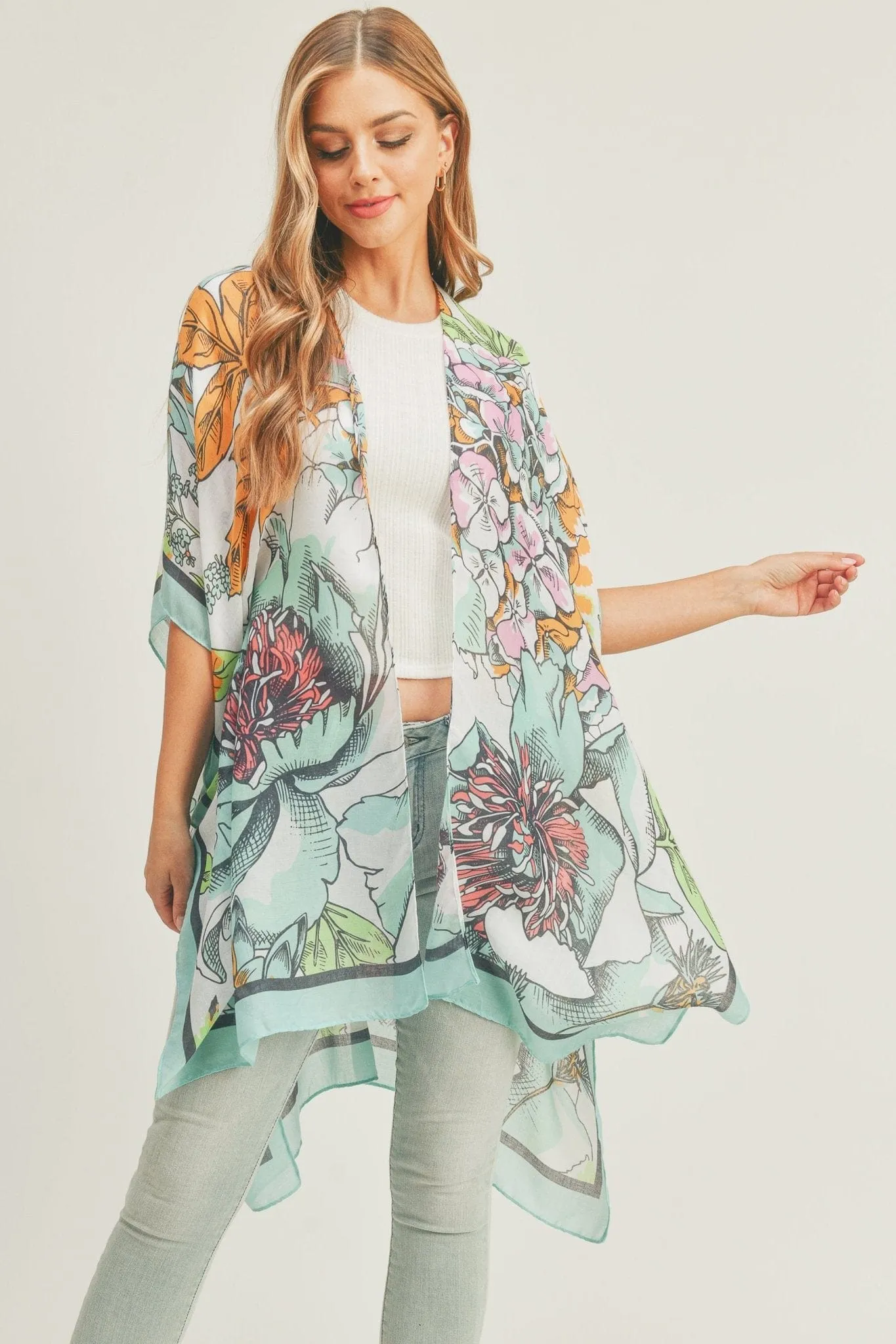 MS0276 Chriselle Floral Print Kimono