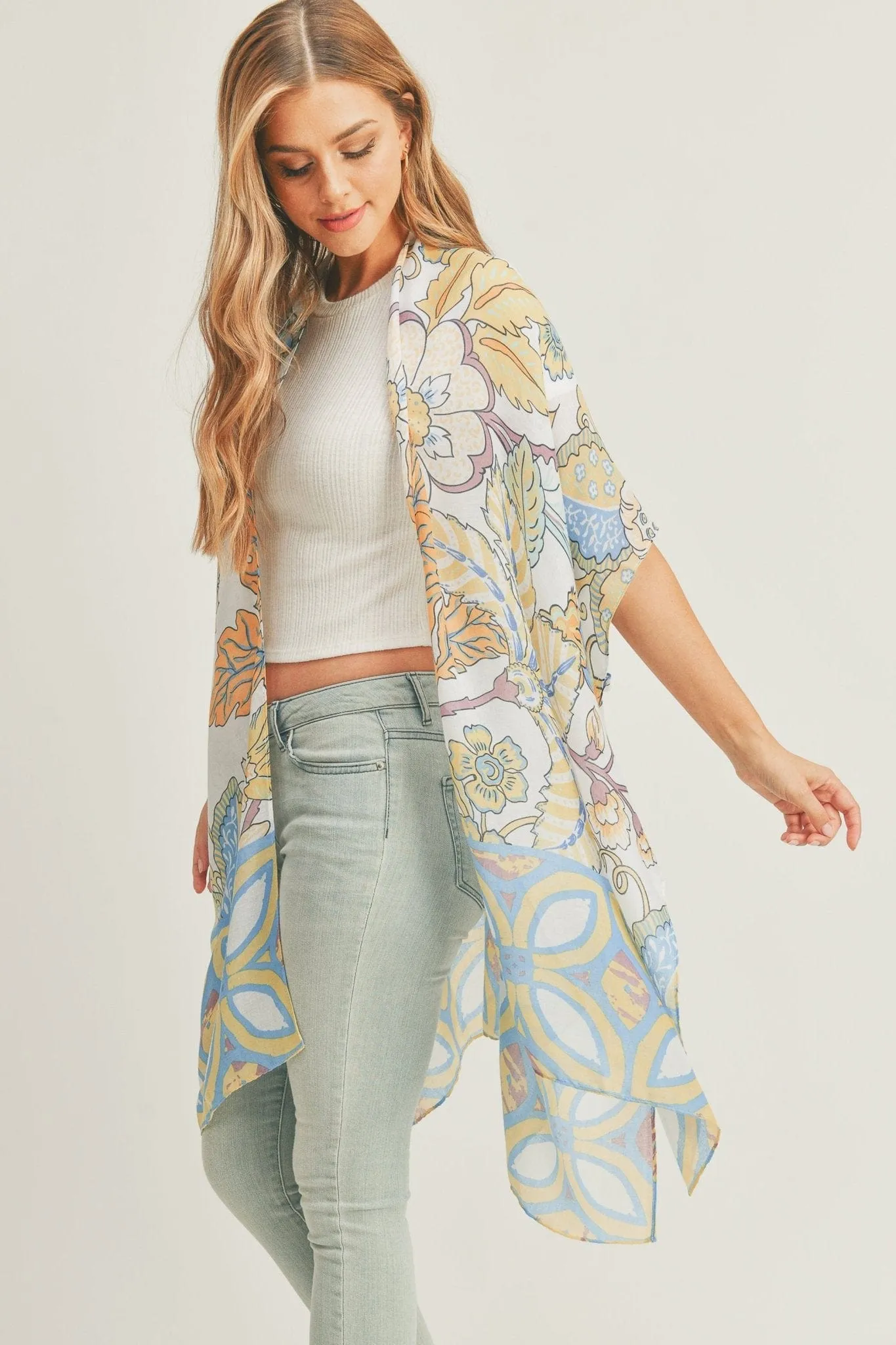 MS0278 Mindy Floral Print Kimono