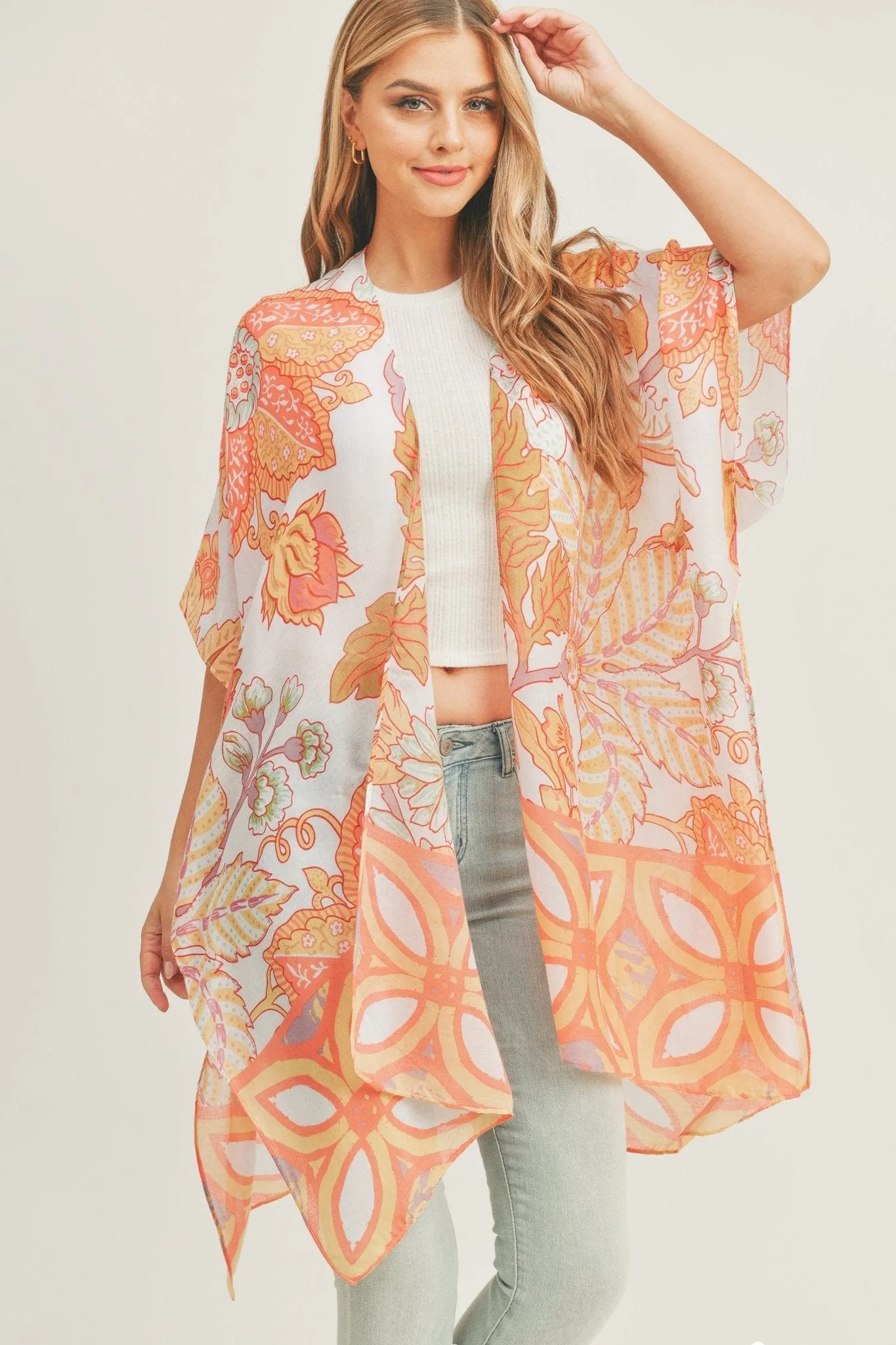 MS0278 Mindy Floral Print Kimono