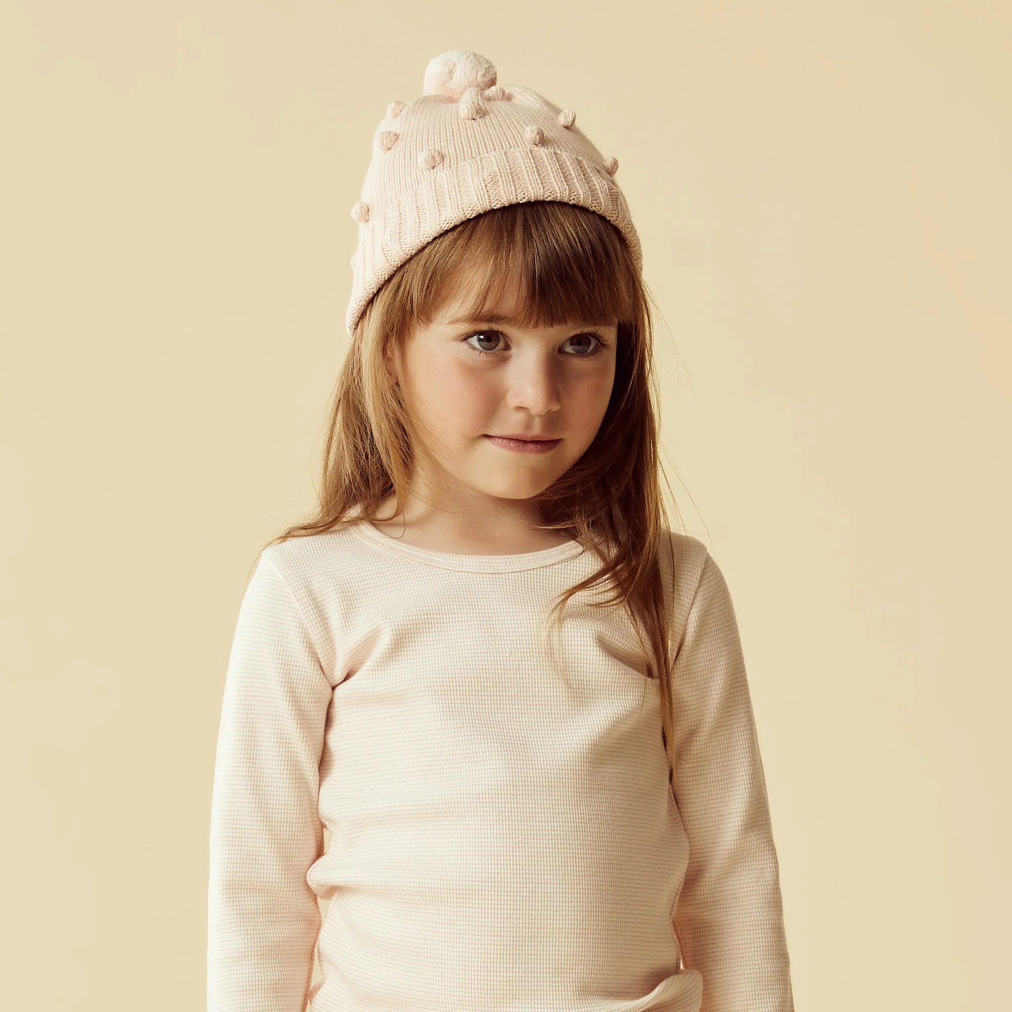 Pink Knitted Bauble Hat