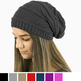 Plain Knitted Slouch Beanies for Women