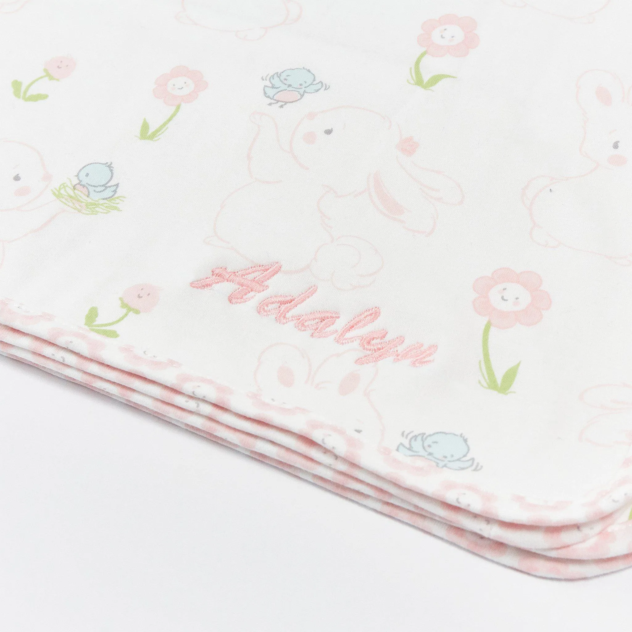 RETIRED - Blossom Bunny Receiving Blanket