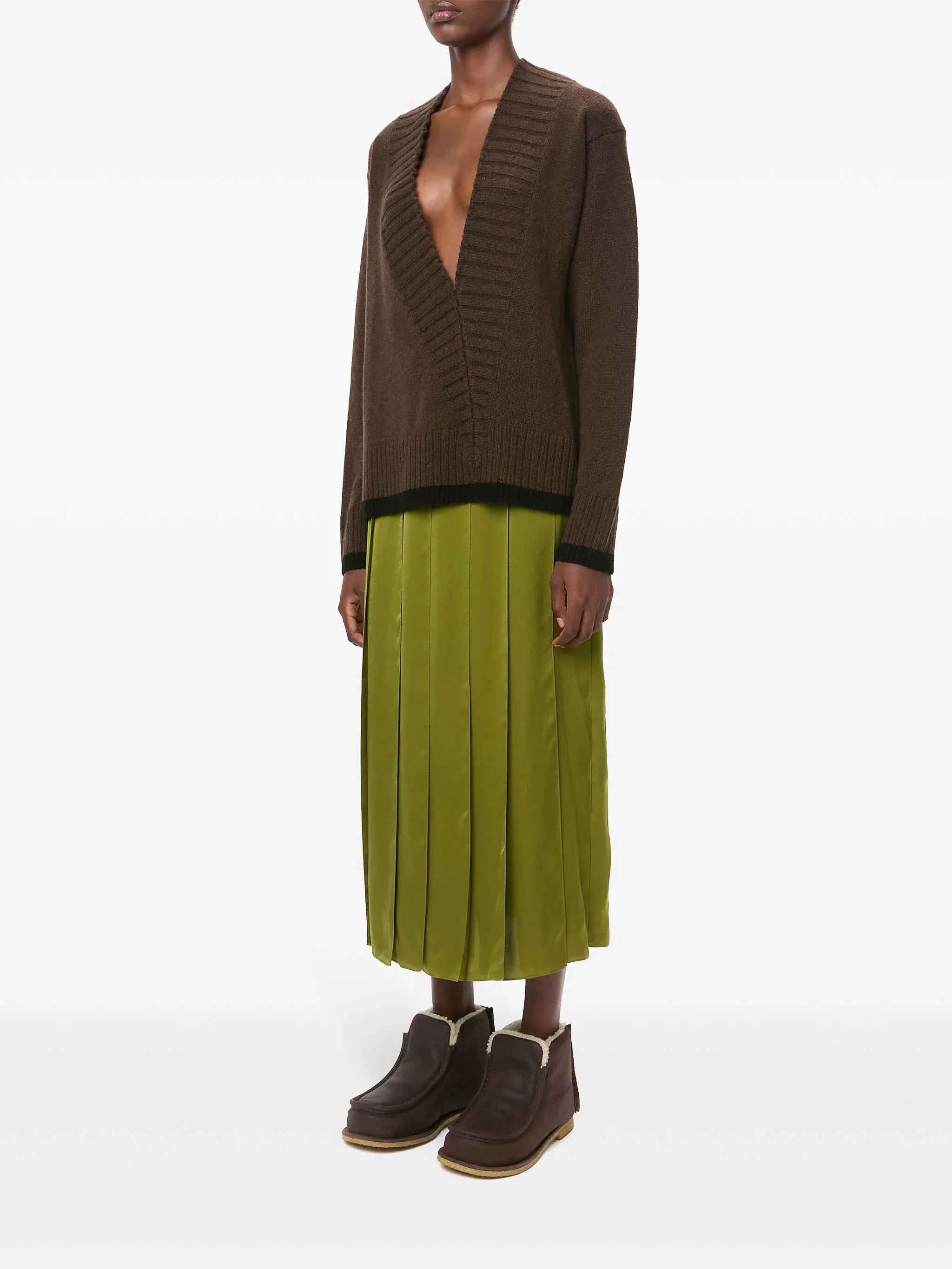 Ribbon Hem Midi Skirt