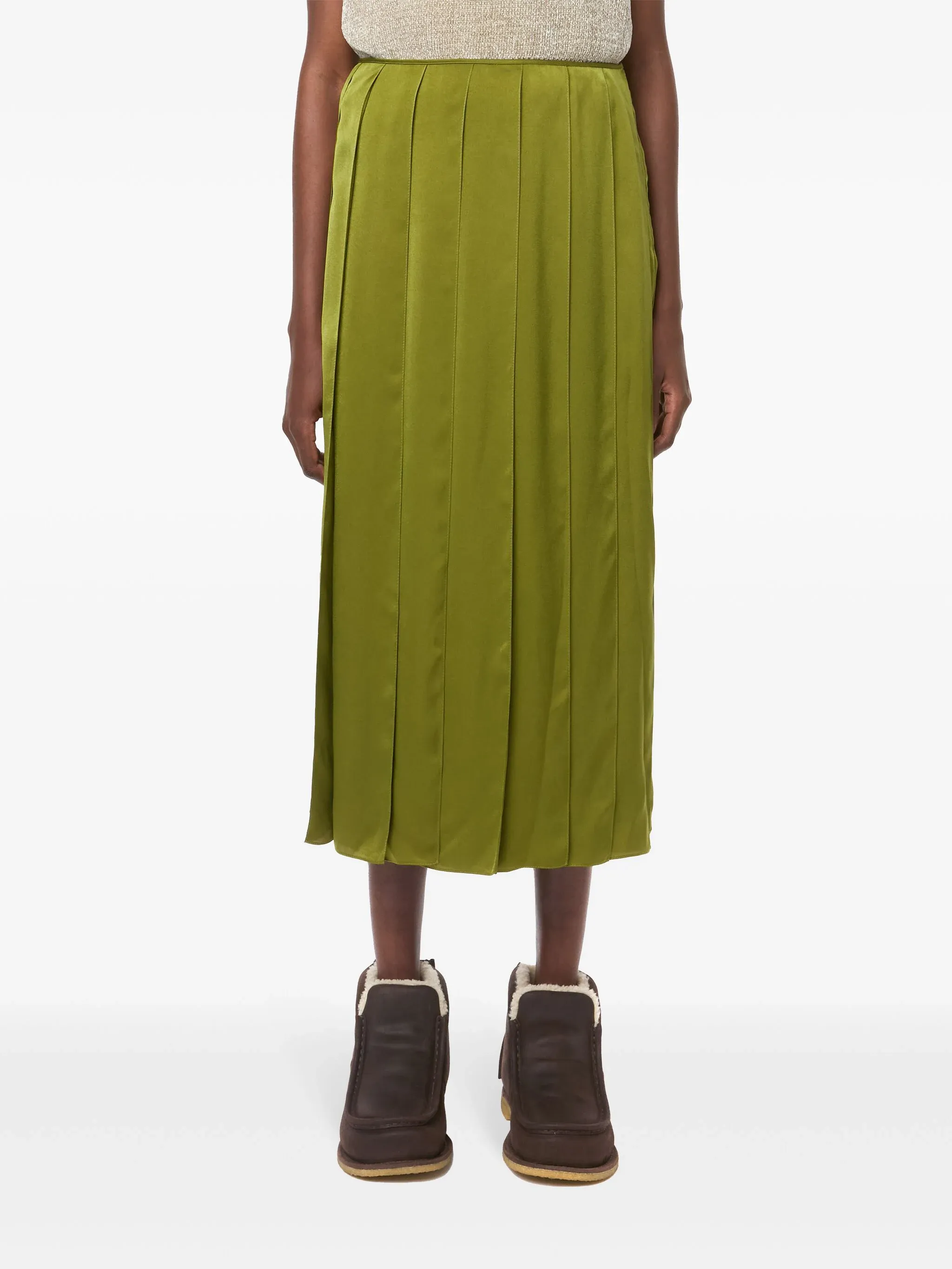 Ribbon Hem Midi Skirt