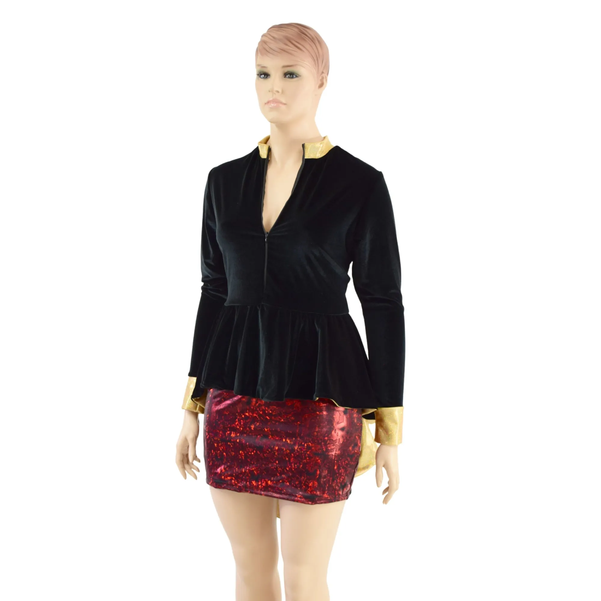 Ringmaster Mini Dress with Stella Collar, Cuffs and Tuxedo Peplum