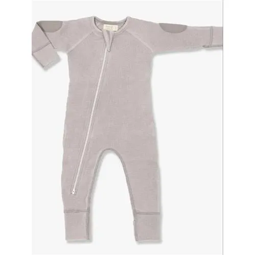 Sapling Child Waffle Zip Romper (Vintage Grey)