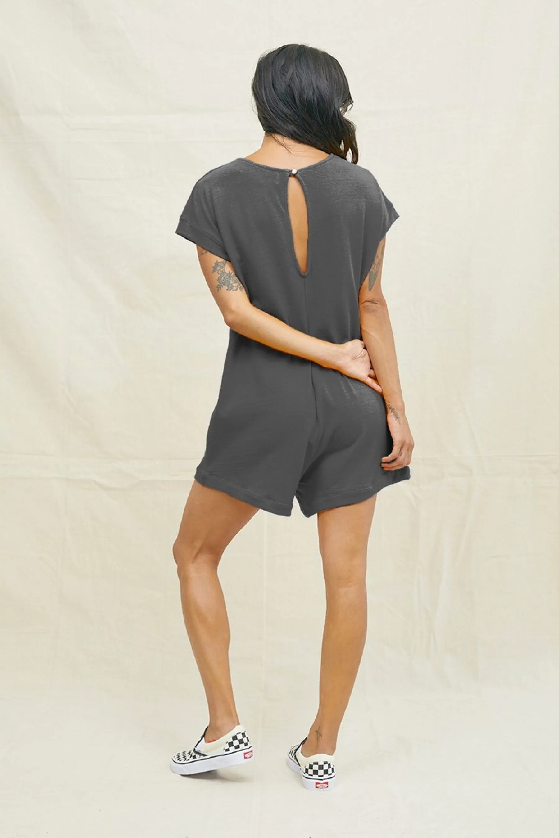 Vintage Black Slip On Romper