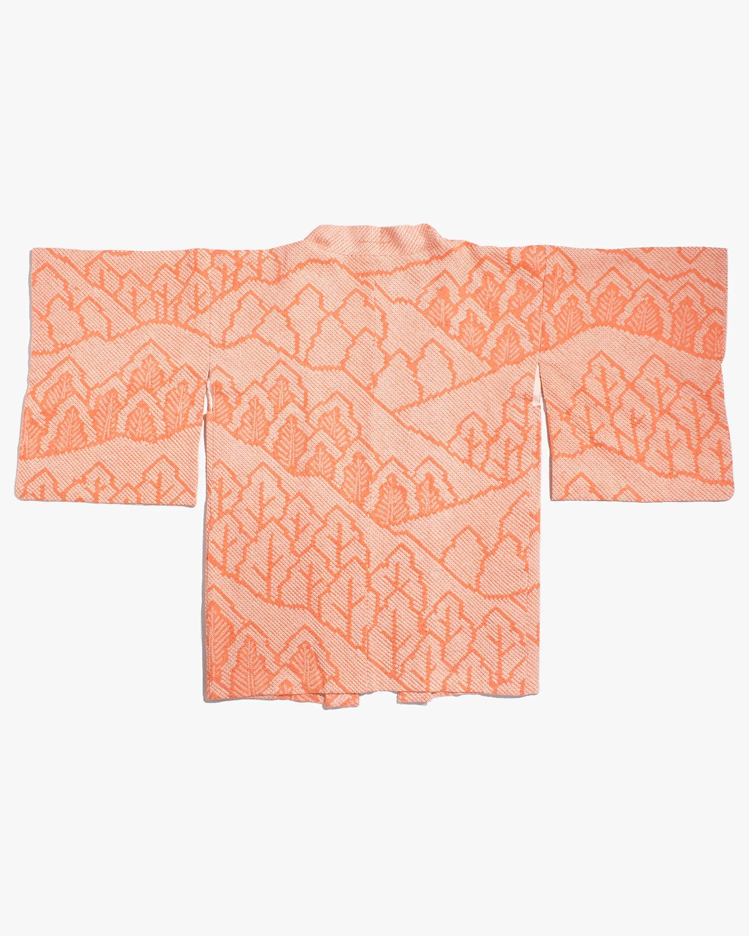 Vintage Haori Jacket, Full Shibori, Peach Tree Landscape