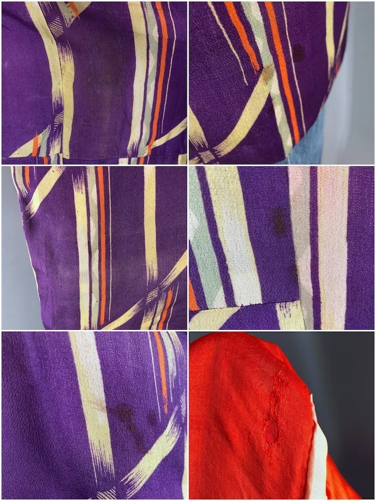 Vintage Purple Padded Silk Kimono Cardigan