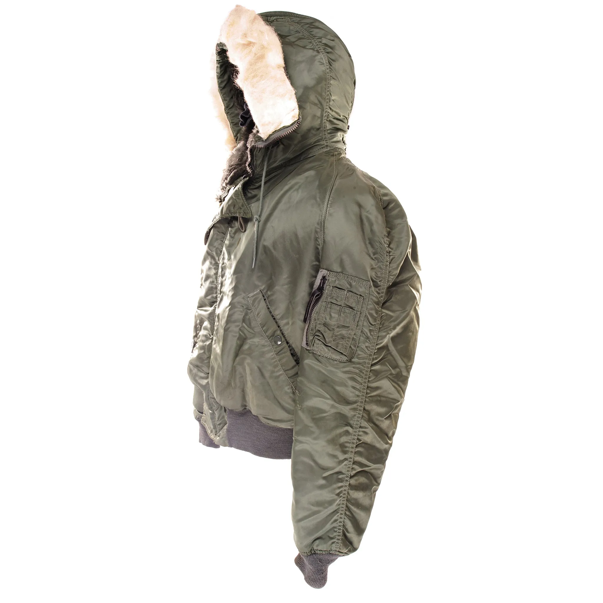 VINTAGE US ARMY PARKA E.C.W. FLIGHT JACKET N-2B N2B  1985 SIZE LARGE