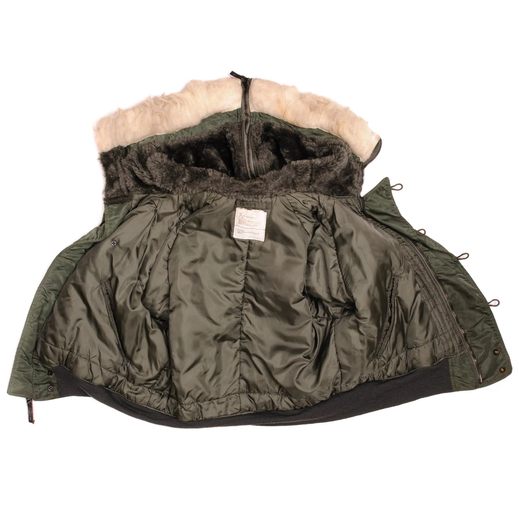VINTAGE US ARMY PARKA E.C.W. FLIGHT JACKET N-2B N2B  1985 SIZE LARGE