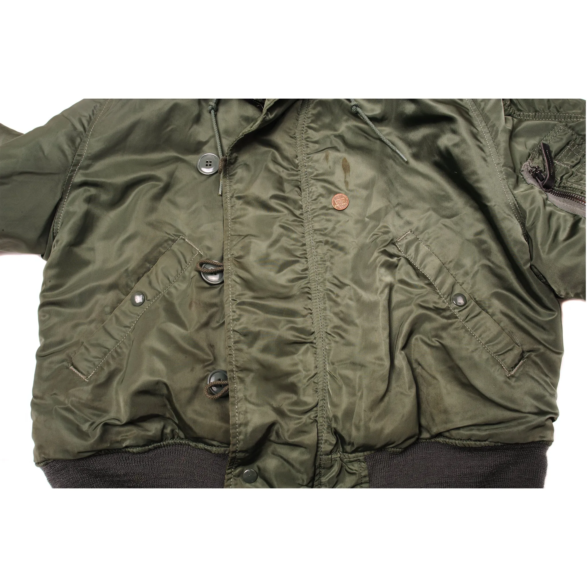 VINTAGE US ARMY PARKA E.C.W. FLIGHT JACKET N-2B N2B  1985 SIZE LARGE
