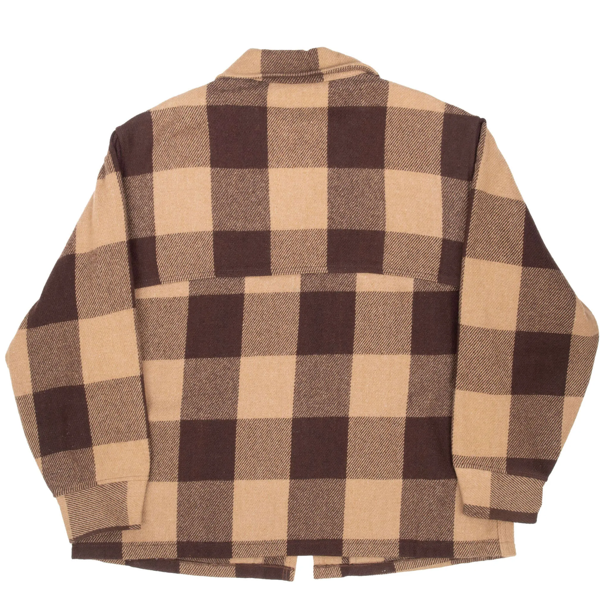 VINTAGE WOOLRICH BROWN PLAID MACKINAW CRUISER JACKET 1970S XL