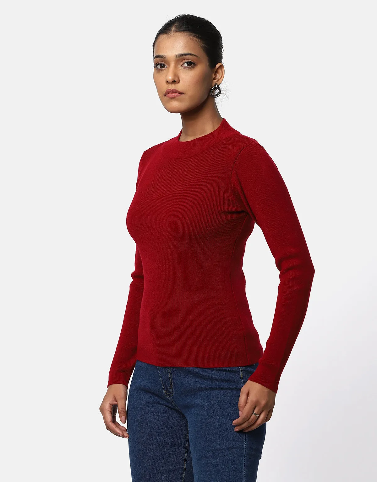 Women Woolen Warm Round Neck Skivvy
