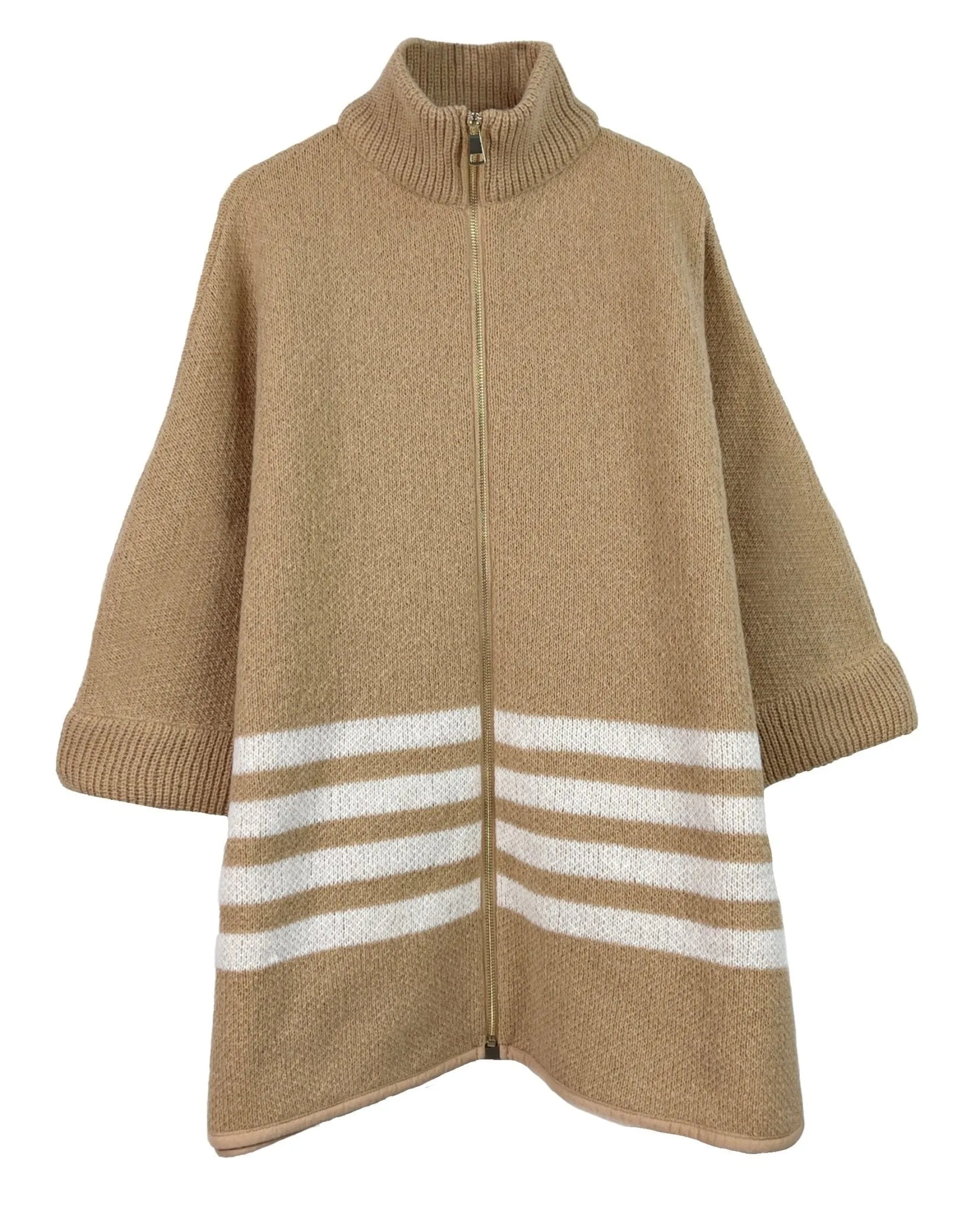 ZCK320012 Sporty Bordered Zip Up Knit Kimono
